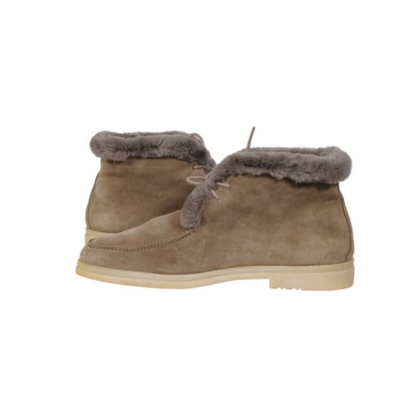 Loro Piana Mens Open Walks US11.5 EU44.5 Tan Suede Beaver Fur Chukkas Ankle Boot - Picture 9 of 12